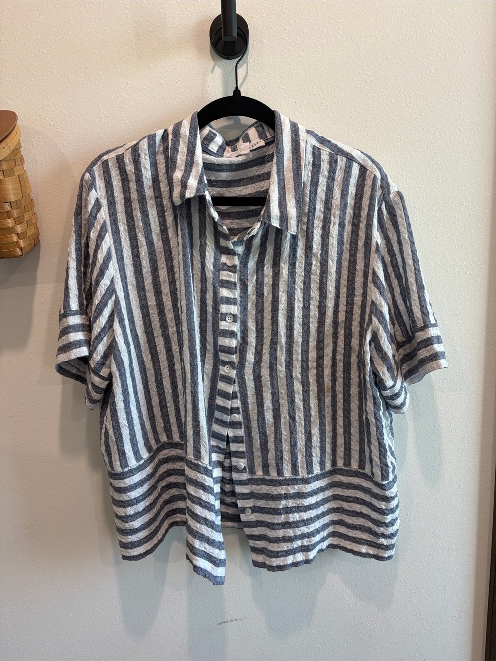 striped button up top